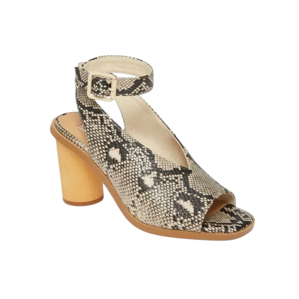 New Band of Gypsies x Anthropologie Snake‎ Print Ankle Strap Block Heel Sandals